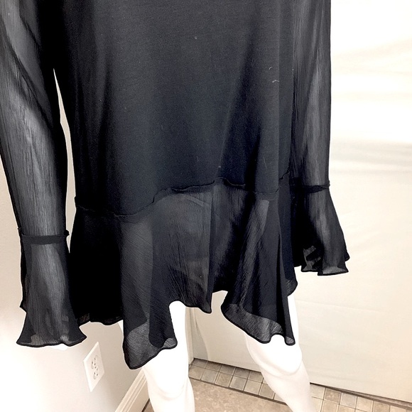 EUC Theory Black Sheer Women's Top Large - Picture 3 of 7